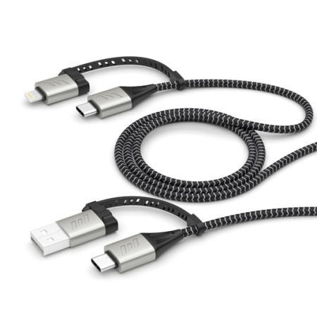 USB кабель Deppa 4 в 1: Lightning, USB-C - USB-C, USB-A, AlumNylo (1.2м) 72311