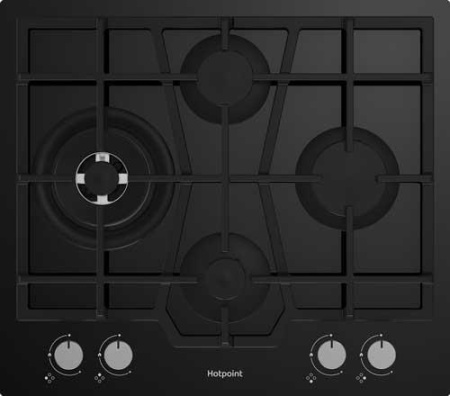 Встраиваемая варочная панель Газовая Hotpoint HG 62FD/BK, 59 см, цвет Чёрный