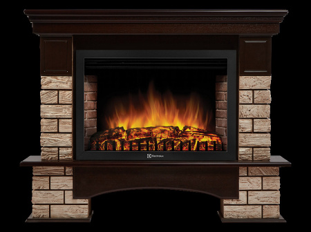 Портал Firelight Forte Wood 30U камень коричневый, шпон темный дуб